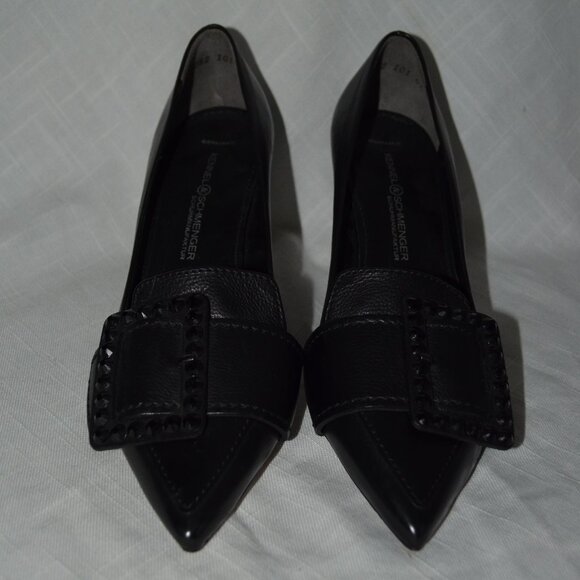 Sz 6.5 Kennel Schmenger Black Leather Buckle Detail Pumps Heels - Picture 3 of 8